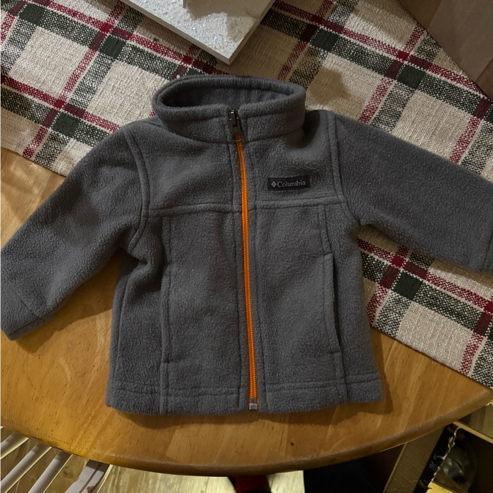 Columbia Charcoal Fleece Vest with Tangerine Trim